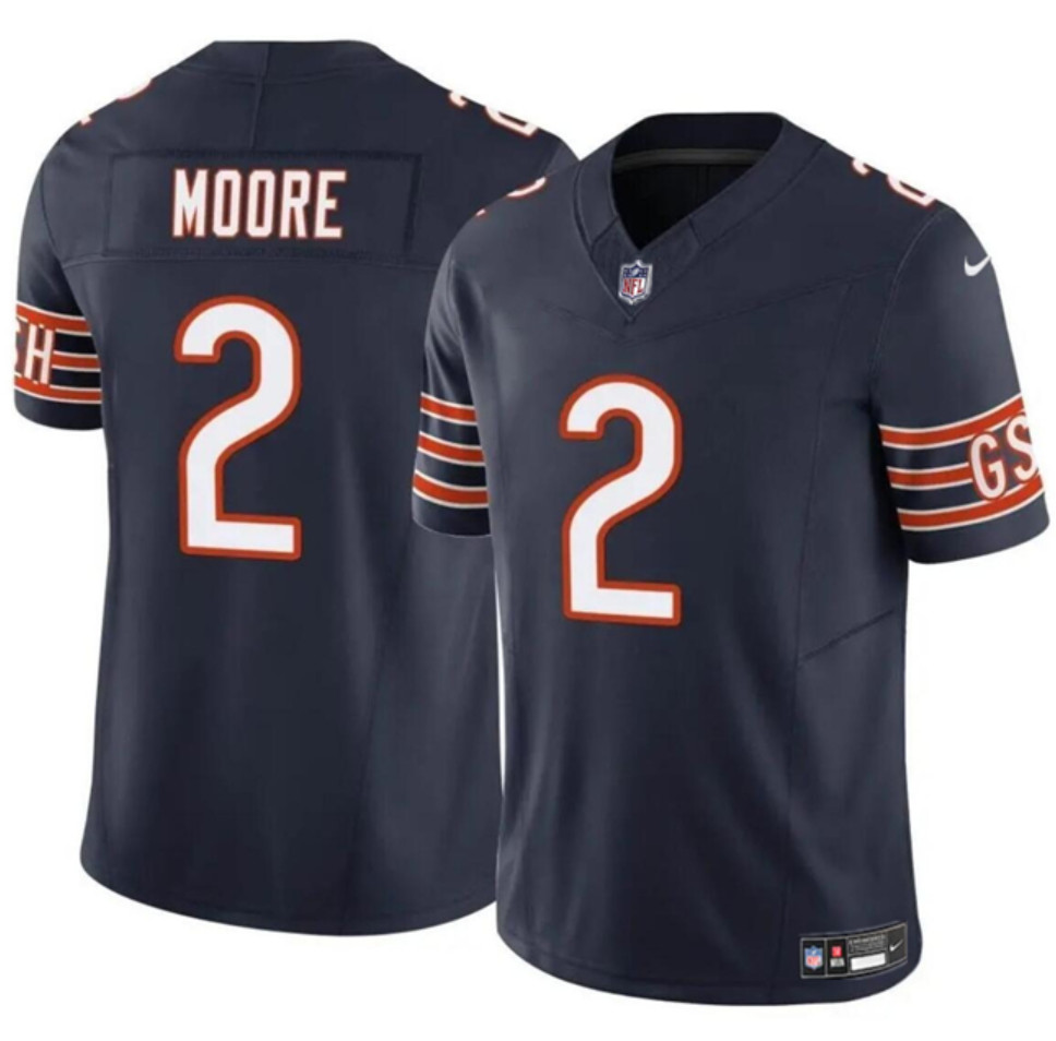 Youth Chicago Bears #2 DJ Moore Navy F.U.S.E Vapor Stitched Football Jersey